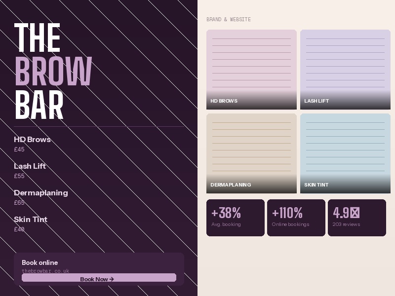 The Brow Bar — brand identity and booking website design